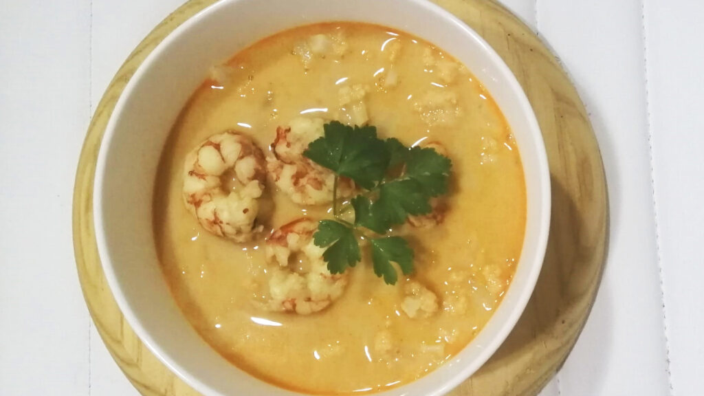 Crema keto con gambas